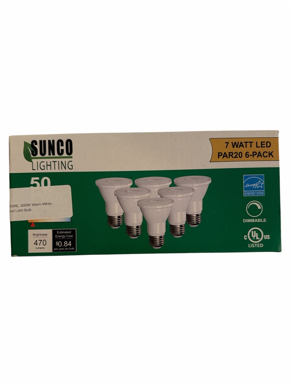 6-Pack 7W LED PAR20 Bulbs
